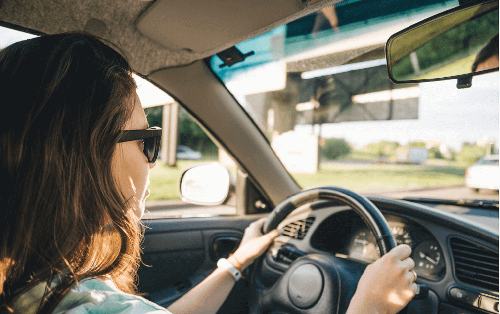 lady driving car